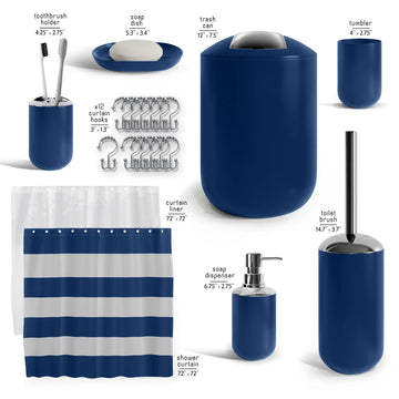 20 Piece Bathroom Accessories Set, Navy Blue Bathroom Decor Set
